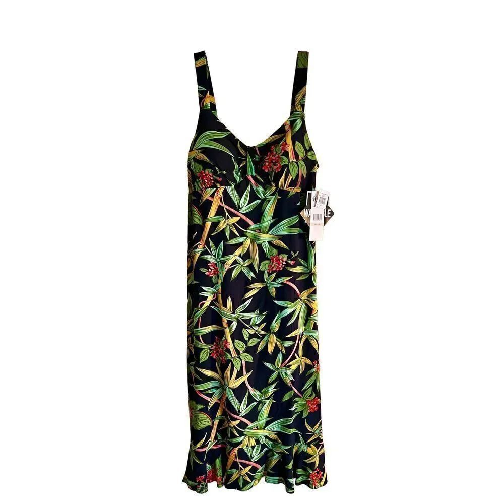 NWT R&K Originals Tropical Resortwear Dress Sz 10 Black Green Yellow Tropical